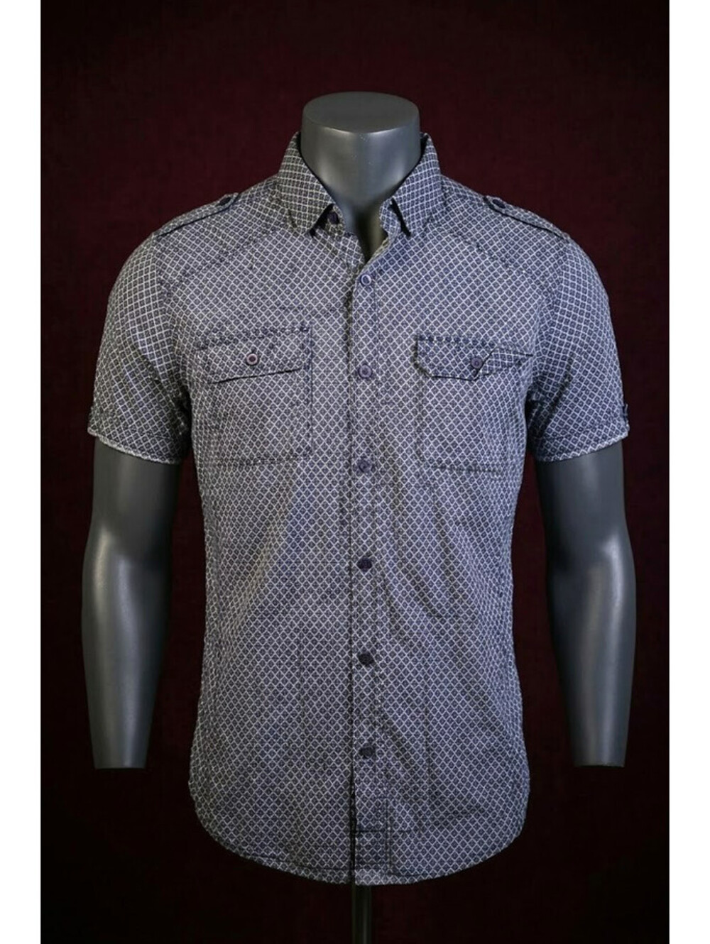 Pd&C Mens Medium Blue Bottom Up Shirt Short Sleeve